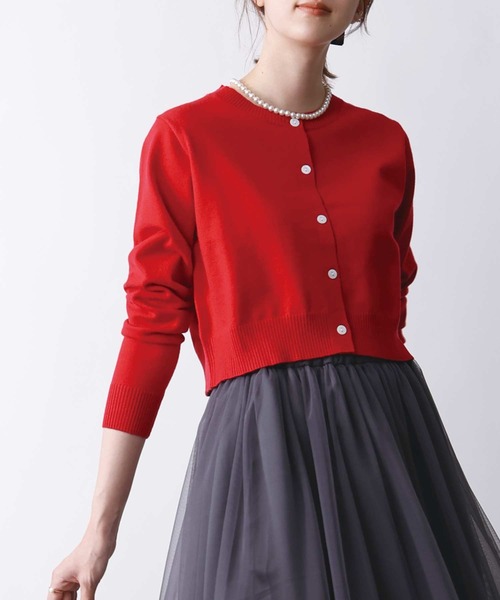 PICCIN（ピッチン）の「ショートレングスカーディガン（カーディガン/ボレロ・レディース・レッド/ブラック/オフホワイト/グレー・M）」の4枚目の写真