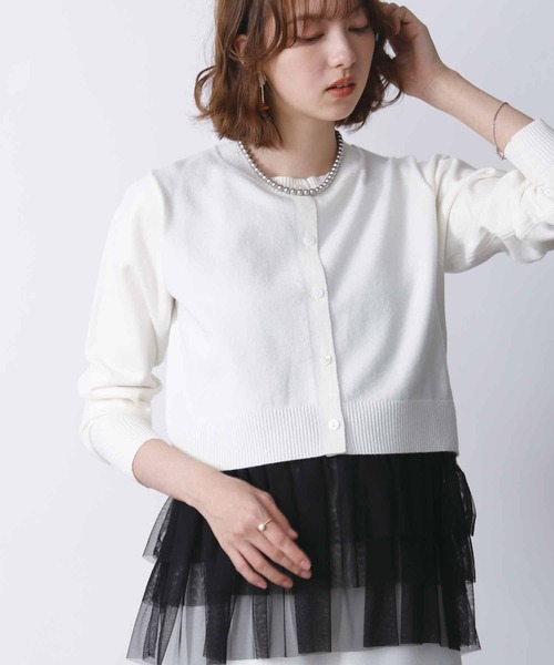 PICCIN（ピッチン）の「ショートレングスカーディガン（カーディガン/ボレロ・レディース・レッド/ブラック/オフホワイト/グレー・M）」の2枚目の写真