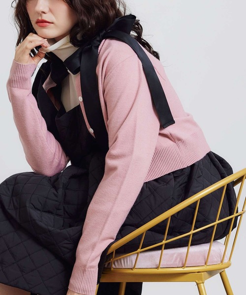 PICCIN（ピッチン）の「ショートレングスカーディガン（カーディガン/ボレロ・レディース・レッド/ブラック/オフホワイト/グレー/ベージュ/ピンク/ライトグレー/ブルーグレー・M）」の7枚目の写真