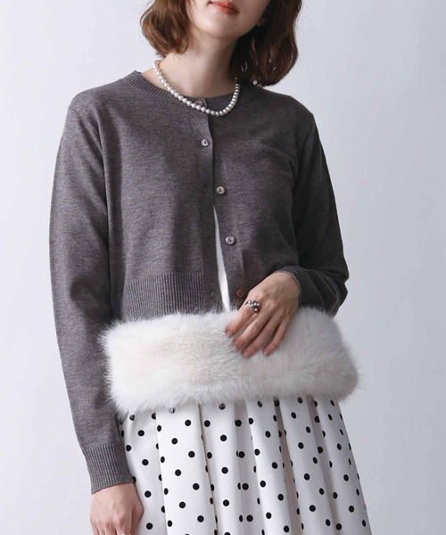 PICCIN（ピッチン）の「ショートレングスカーディガン（カーディガン/ボレロ・レディース・レッド/ブラック/オフホワイト/グレー・M）」の10枚目の写真