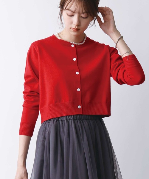 PICCIN（ピッチン）の「ショートレングスカーディガン（カーディガン/ボレロ・レディース・レッド/ブラック/オフホワイト/グレー・M）」の15枚目の写真