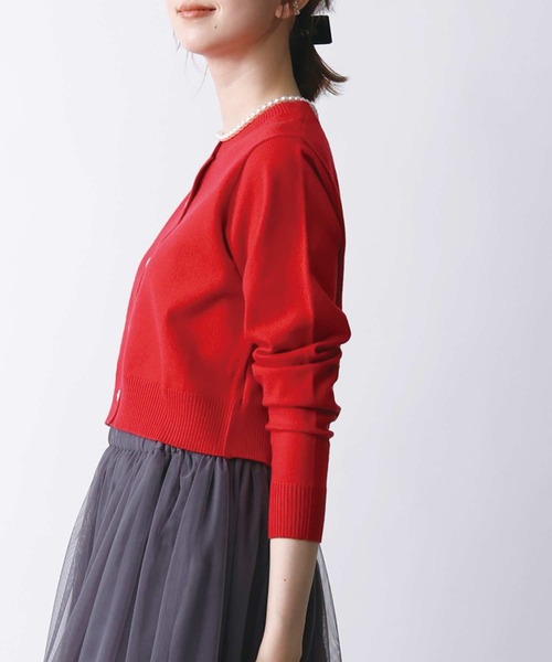 PICCIN（ピッチン）の「ショートレングスカーディガン（カーディガン/ボレロ・レディース・レッド/ブラック/オフホワイト/グレー・M）」の16枚目の写真