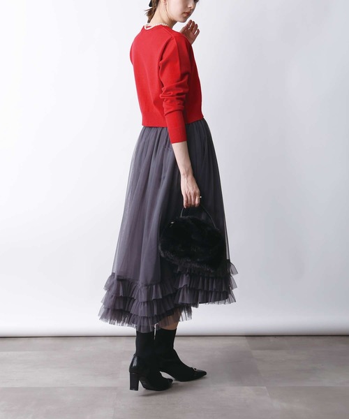 PICCIN（ピッチン）の「ショートレングスカーディガン（カーディガン/ボレロ・レディース・レッド/ブラック/オフホワイト/グレー・M）」の19枚目の写真