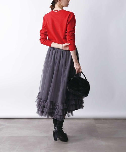 PICCIN（ピッチン）の「ショートレングスカーディガン（カーディガン/ボレロ・レディース・レッド/ブラック/オフホワイト/グレー・M）」の20枚目の写真