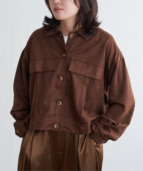 VENCEEXCHANGE（ヴァンスエクスチェンジ）の「カットスェードオーバーシャツ（シャツ/ブラウス・レディース・キャメル/ブラウン/ブラック・FREE）」の2枚目の写真