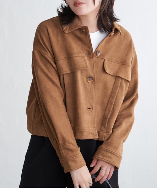 VENCEEXCHANGE（ヴァンスエクスチェンジ）の「カットスェードオーバーシャツ（シャツ/ブラウス・レディース・キャメル/ブラウン/ブラック・FREE）」の4枚目の写真