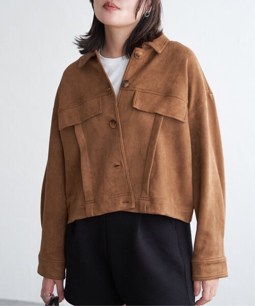 VENCEEXCHANGE（ヴァンスエクスチェンジ）の「カットスェードオーバーシャツ（シャツ/ブラウス・レディース・キャメル/ブラウン/ブラック・FREE）」の5枚目の写真