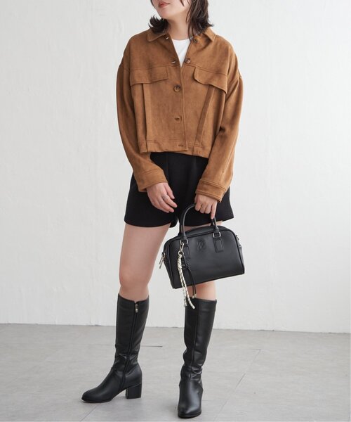 VENCEEXCHANGE（ヴァンスエクスチェンジ）の「カットスェードオーバーシャツ（シャツ/ブラウス・レディース・キャメル/ブラウン/ブラック・FREE）」の6枚目の写真