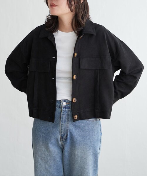 VENCEEXCHANGE（ヴァンスエクスチェンジ）の「カットスェードオーバーシャツ（シャツ/ブラウス・レディース・キャメル/ブラウン/ブラック・FREE）」の13枚目の写真