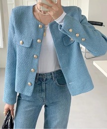 YUGA_YGMC buttoned tweed jacket
