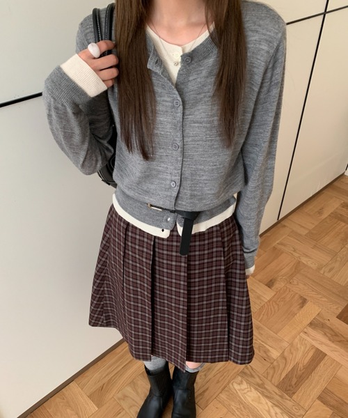 セール】チェック柄ミディ丈プリーツスカート（スカート）｜LAC