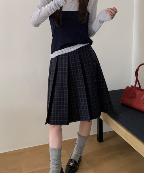 チェック柄ミディ丈プリーツスカート（スカート）｜LAC-VERT
