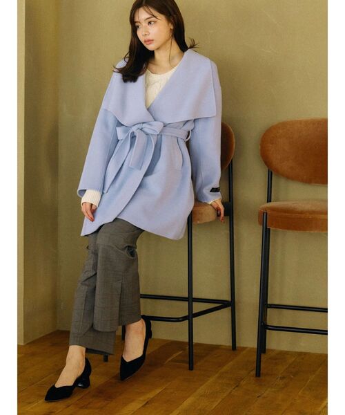 TONAL（トーナル）の「リバービッグカラーミディコート（その他アウター・レディース・ベージュ/モカ/ライトブルー・SMALL/MEDIUM）」の13枚目の写真