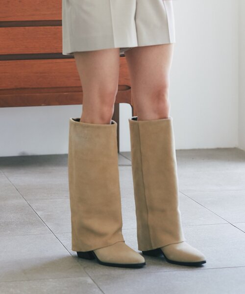 La boutique BonBon（ラブティックボンボン）の「【レメ】スエードカバードロングブーツ（ブーツ・レディース・ベージュ・39/36/37/38）」の3枚目の写真