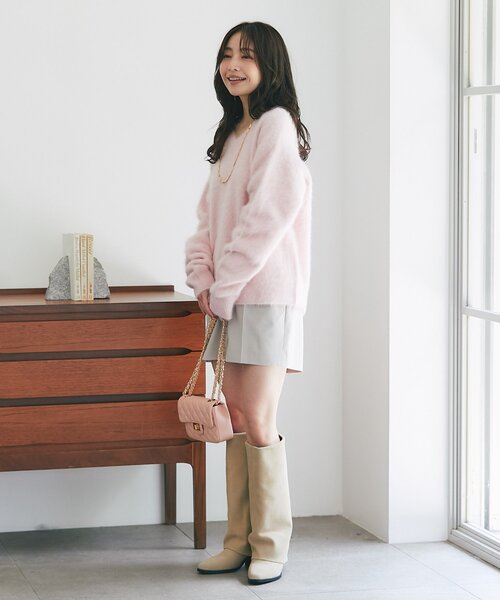 La boutique BonBon（ラブティックボンボン）の「【レメ】スエードカバードロングブーツ（ブーツ・レディース・ベージュ・39/36/37/38）」の5枚目の写真