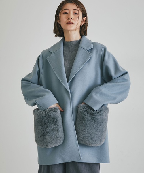 &. NOSTALGIA ノスタルジア ウールライクポケットファーガウンコート ウールライクポケットファーガウンコート（その他アウター