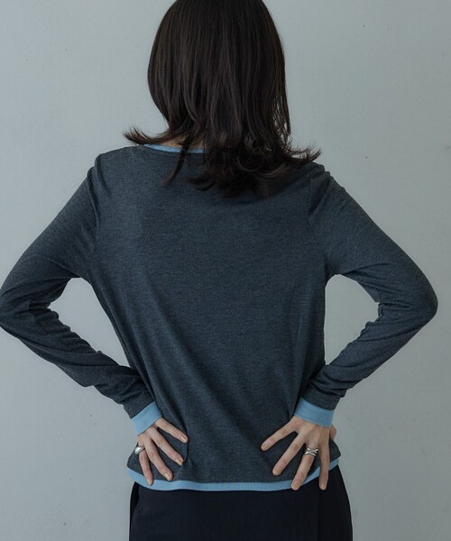 GALLEST(ギャレスト)の「バイカラーヘンリーネックレイヤーカットソー(Tシャツ/カットソー・レディース・チャコールグレー/グレー・38)」の15枚目の写真