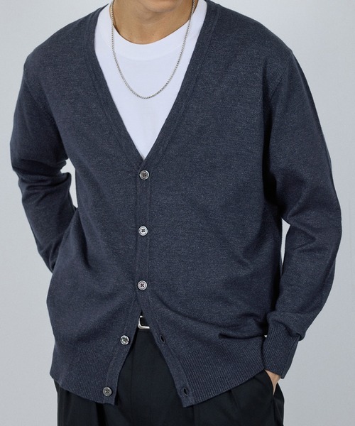 NAVY(ネイビー)の「NAVY 素肌ニットVネックカーディガン(カーディガン/ボレロ・メンズ・ネイビー/チャコールグレー・S/M/L/XL)」の2枚目の写真