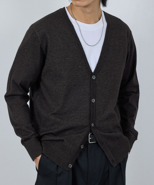 NAVY(ネイビー)の「NAVY 素肌ニットVネックカーディガン(カーディガン/ボレロ・メンズ・ネイビー/チャコールグレー・S/M/L/XL)」の1枚目の写真