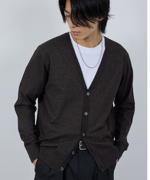 NAVY(ネイビー)の「NAVY 素肌ニットVネックカーディガン(カーディガン/ボレロ・メンズ・ネイビー/チャコールグレー・S/M/L/XL)」の7枚目の写真