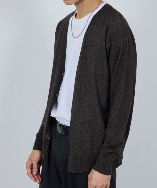 NAVY(ネイビー)の「NAVY 素肌ニットVネックカーディガン(カーディガン/ボレロ・メンズ・ネイビー/チャコールグレー・S/M/L/XL)」の8枚目の写真