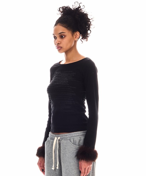 BEEDEN(ビーデン)の「POINT FUR PRINT LONG SLEEVE TEE(Tシャツ/カットソー・レディース・ブラック/パープル・FREE)」の12枚目の写真