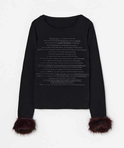 BEEDEN(ビーデン)の「POINT FUR PRINT LONG SLEEVE TEE(Tシャツ/カットソー・レディース・ブラック/パープル・FREE)」の8枚目の写真