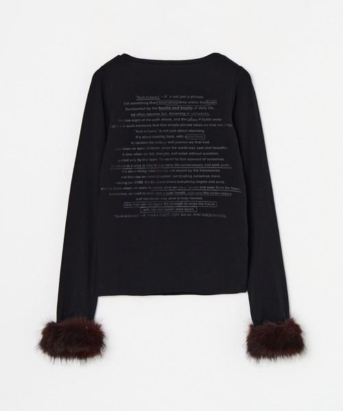 BEEDEN(ビーデン)の「POINT FUR PRINT LONG SLEEVE TEE(Tシャツ/カットソー・レディース・ブラック/パープル・FREE)」の6枚目の写真