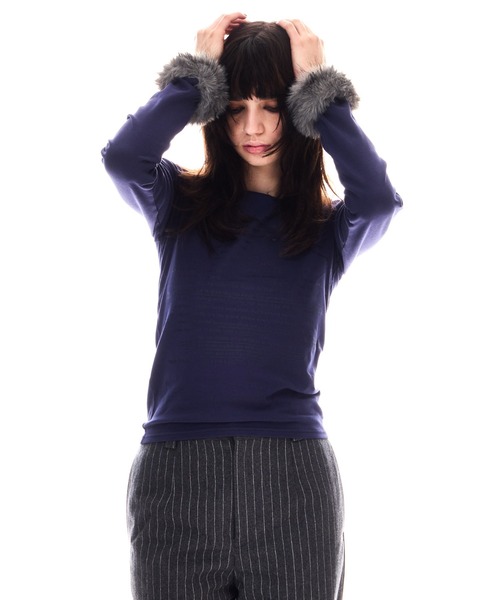 BEEDEN(ビーデン)の「POINT FUR PRINT LONG SLEEVE TEE(Tシャツ/カットソー・レディース・ブラック/パープル・FREE)」の20枚目の写真