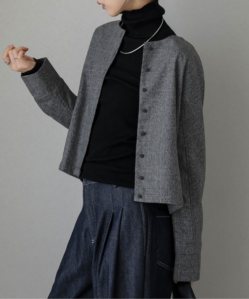 La-gemme(ラジェム)の「ノーカラーチェックショートジャケット(ノーカラージャケット・レディース・グレー/ブラック/ブラウン・フリー)」の20枚目の写真