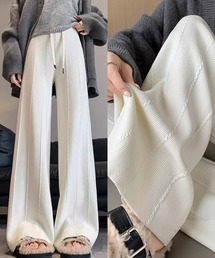 ラインデザインニットパンツ