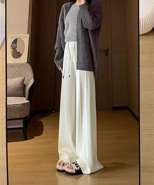 L LABEL(エルラベル)の「ラインデザインニットパンツ(その他パンツ・レディース・ベージュ/ホワイト/ブラック・FREE)」の8枚目の写真