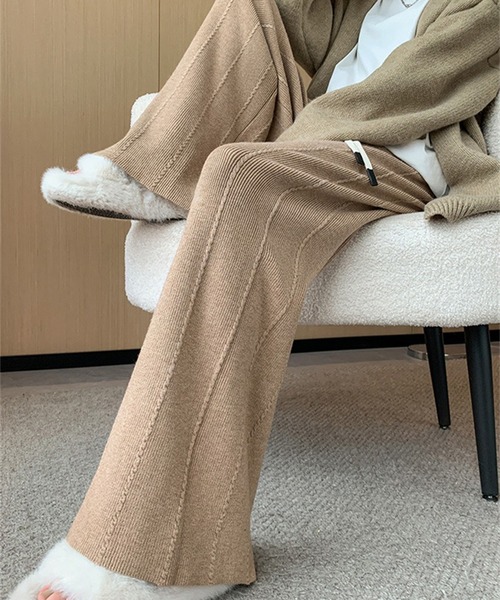 L LABEL(エルラベル)の「ラインデザインニットパンツ(その他パンツ・レディース・ベージュ/ホワイト/ブラック・FREE)」の13枚目の写真