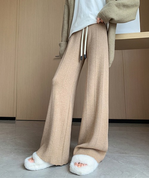 L LABEL(エルラベル)の「ラインデザインニットパンツ(その他パンツ・レディース・ベージュ/ホワイト/ブラック・FREE)」の11枚目の写真