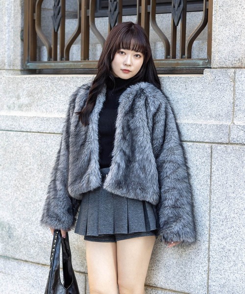 セール】ミックスファージャケット［大人 カジュアル 着回し力抜群