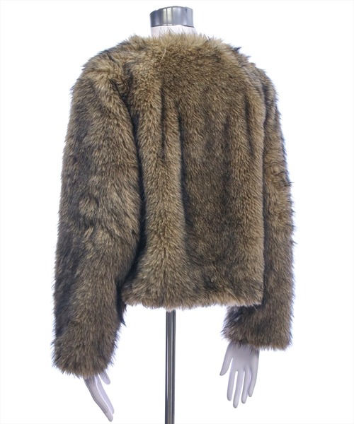 clear（クリア）の「ミックスファージャケット［大人 カジュアル 着回し力抜群］（その他アウター・レディース・チャコールグレー/ベージュ・F）」の10枚目の写真