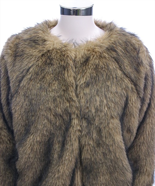 clear（クリア）の「ミックスファージャケット［大人 カジュアル 着回し力抜群］（その他アウター・レディース・チャコールグレー/ベージュ・F）」の12枚目の写真