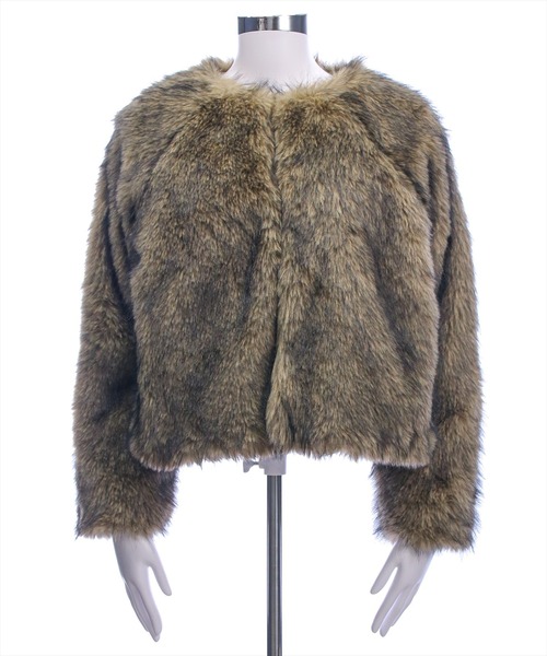 clear（クリア）の「ミックスファージャケット［大人 カジュアル 着回し力抜群］（その他アウター・レディース・チャコールグレー/ベージュ・F）」の20枚目の写真