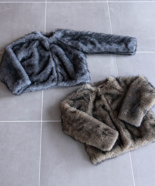 clear（クリア）の「ミックスファージャケット［大人 カジュアル 着回し力抜群］（その他アウター・レディース・チャコールグレー/ベージュ・F）」の21枚目の写真