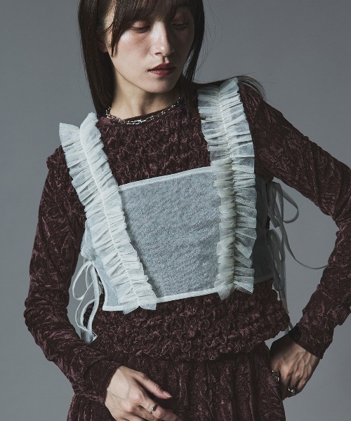 W:Huku（フーク）の「クラッシュ ベロア シャーリング トップス / Crash Velvet Shearling Tops（Tシャツ/カットソー・レディース・ブラック/ライトベージュ/ネイビー/ブラウン/ライトグレー・FREE）」の7枚目の写真