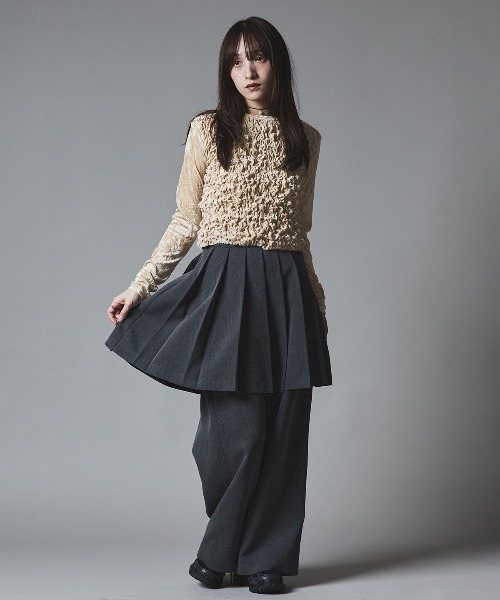 W:Huku（フーク）の「クラッシュ ベロア シャーリング トップス / Crash Velvet Shearling Tops（Tシャツ/カットソー・レディース・ブラック/ライトベージュ/ネイビー/ブラウン/ライトグレー・FREE）」の18枚目の写真