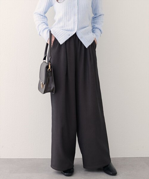 natural couture(ナチュラルクチュール)の「イージーウエストワイドパンツ(その他パンツ・レディース・ブラウン/その他1/ブラック・LARGE/MEDIUM)」の2枚目の写真