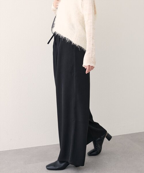 natural couture(ナチュラルクチュール)の「イージーウエストワイドパンツ(その他パンツ・レディース・ブラウン/その他1/ブラック・LARGE/MEDIUM)」の1枚目の写真