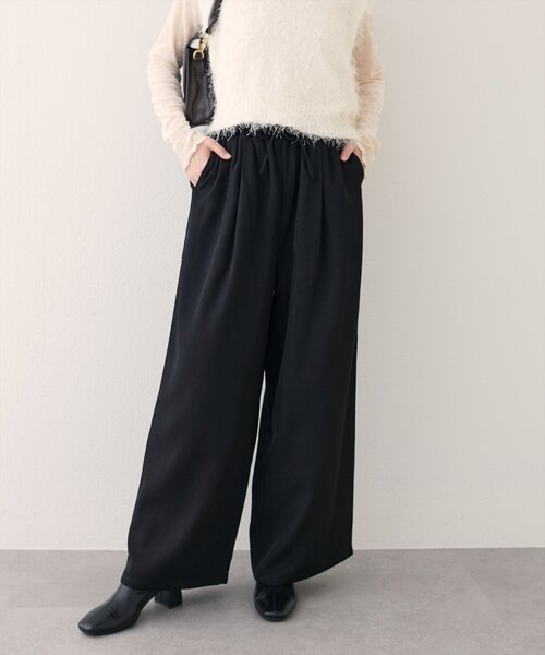 natural couture(ナチュラルクチュール)の「イージーウエストワイドパンツ(その他パンツ・レディース・ブラウン/その他1/ブラック・LARGE/MEDIUM)」の9枚目の写真