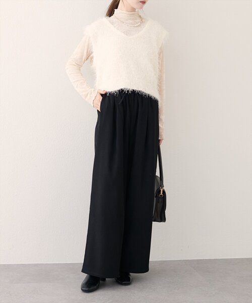 natural couture(ナチュラルクチュール)の「イージーウエストワイドパンツ(その他パンツ・レディース・ブラウン/その他1/ブラック・LARGE/MEDIUM)」の6枚目の写真