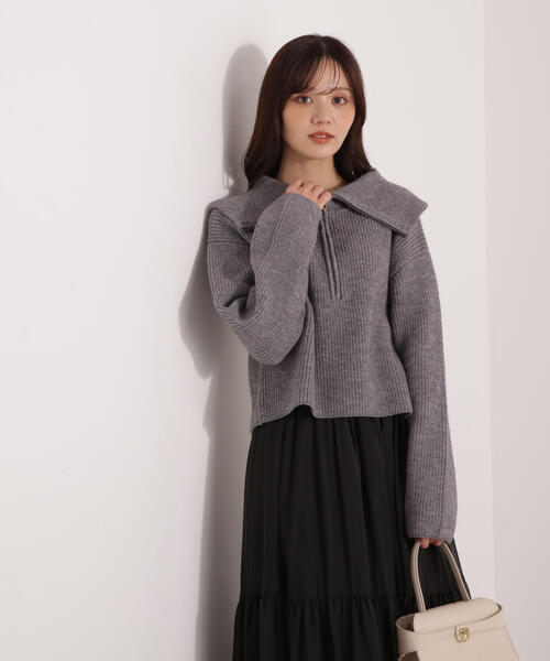 セール】ビックカラー畔ニット / 1215270133（ニット/セーター