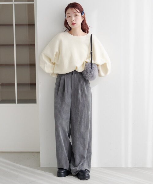 Kastane（カスタネ）の「【4色展開/2WAY】メランジロングリブニット（ニット/セーター・レディース・アイボリー/ブラック/ブラウン/レッド・FREE）」の15枚目の写真