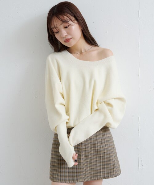 Kastane（カスタネ）の「【4色展開/2WAY】メランジロングリブニット（ニット/セーター・レディース・アイボリー/ブラック/ブラウン/レッド・FREE）」の19枚目の写真