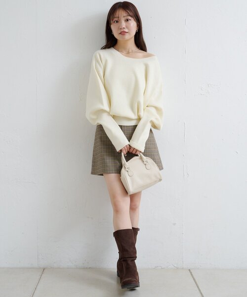 Kastane（カスタネ）の「【4色展開/2WAY】メランジロングリブニット（ニット/セーター・レディース・アイボリー/ブラック/ブラウン/レッド・FREE）」の21枚目の写真