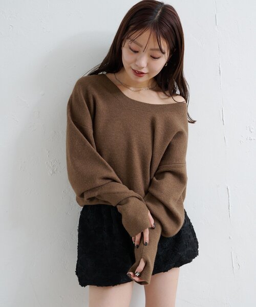 セール】【4色展開/2WAY】メランジロングリブニット（ニット/セーター